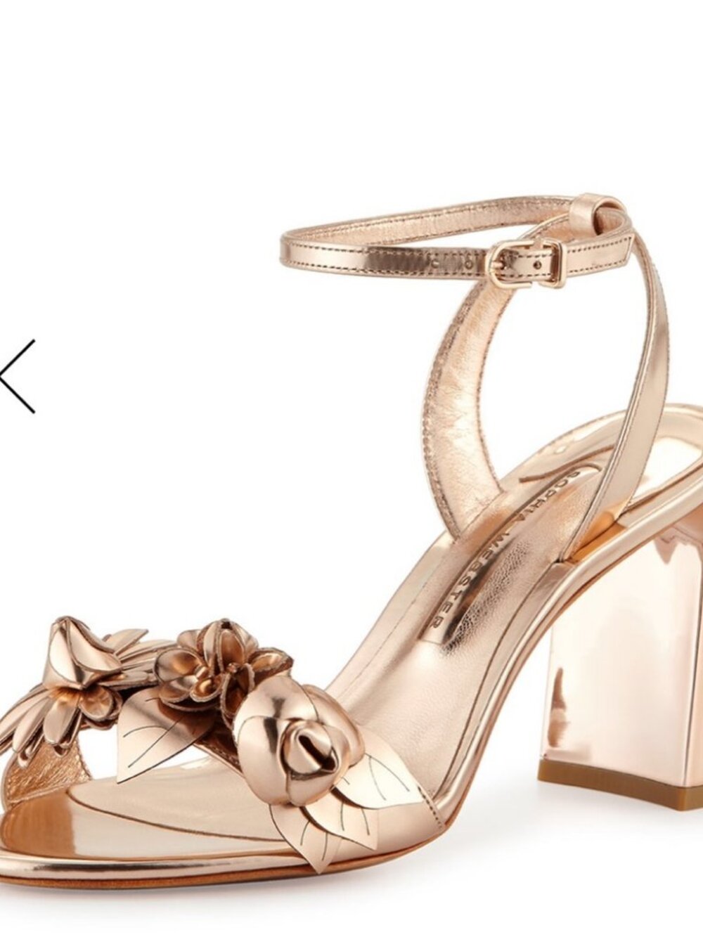 Sophia Webster Rose Gold Floral Ankle-Strap Block Heel Sandals